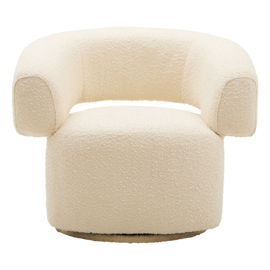 Orsina Oliveto Ivory Boucle Curved Swivel Armchair | Modern Accent Seat