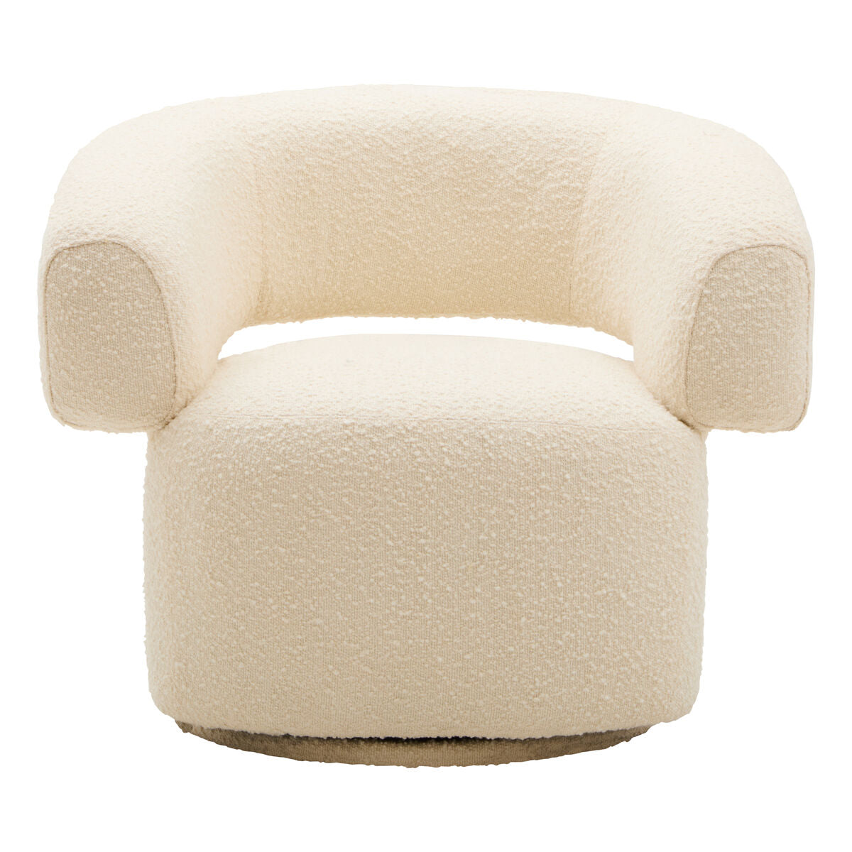 Orsina Oliveto Ivory Boucle Curved Swivel Armchair | Modern Accent Seat