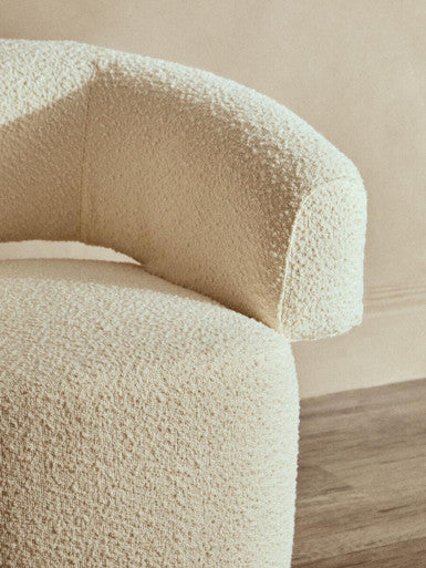 Orsina Oliveto Ivory Boucle Curved Swivel Armchair | Modern Accent Seat
