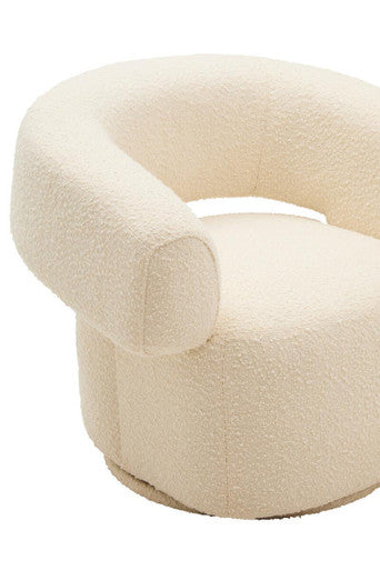 Orsina Oliveto Ivory Boucle Curved Swivel Armchair | Modern Accent Seat