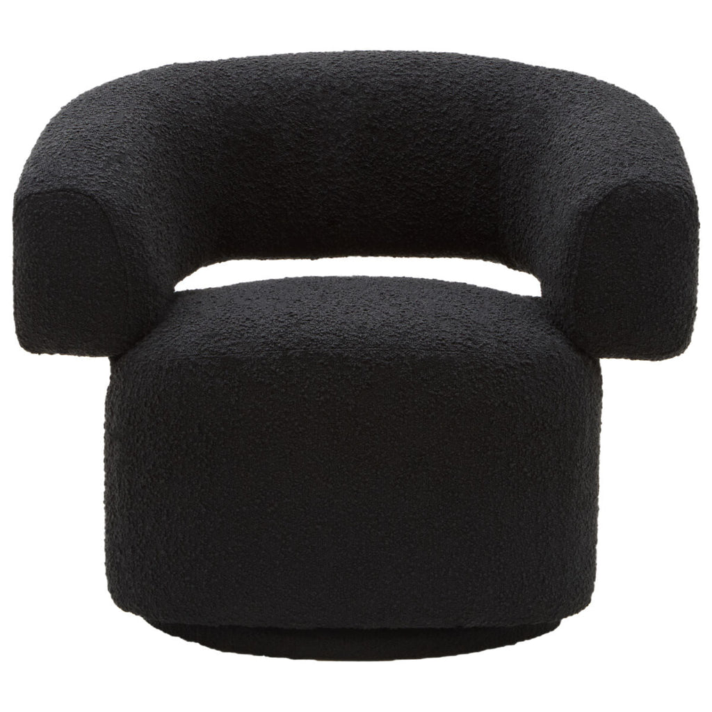 Orsina Oliveto Black Boucle Curved Swivel Armchair | Modern Accent Chair