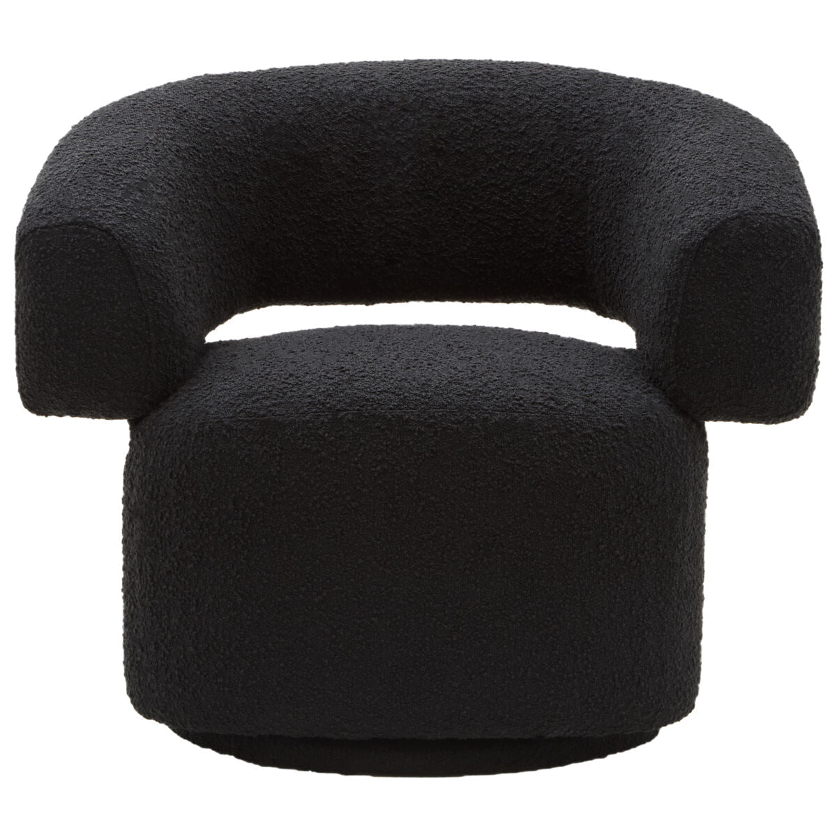 Orsina Oliveto Black Boucle Curved Swivel Armchair | Modern Accent Chair