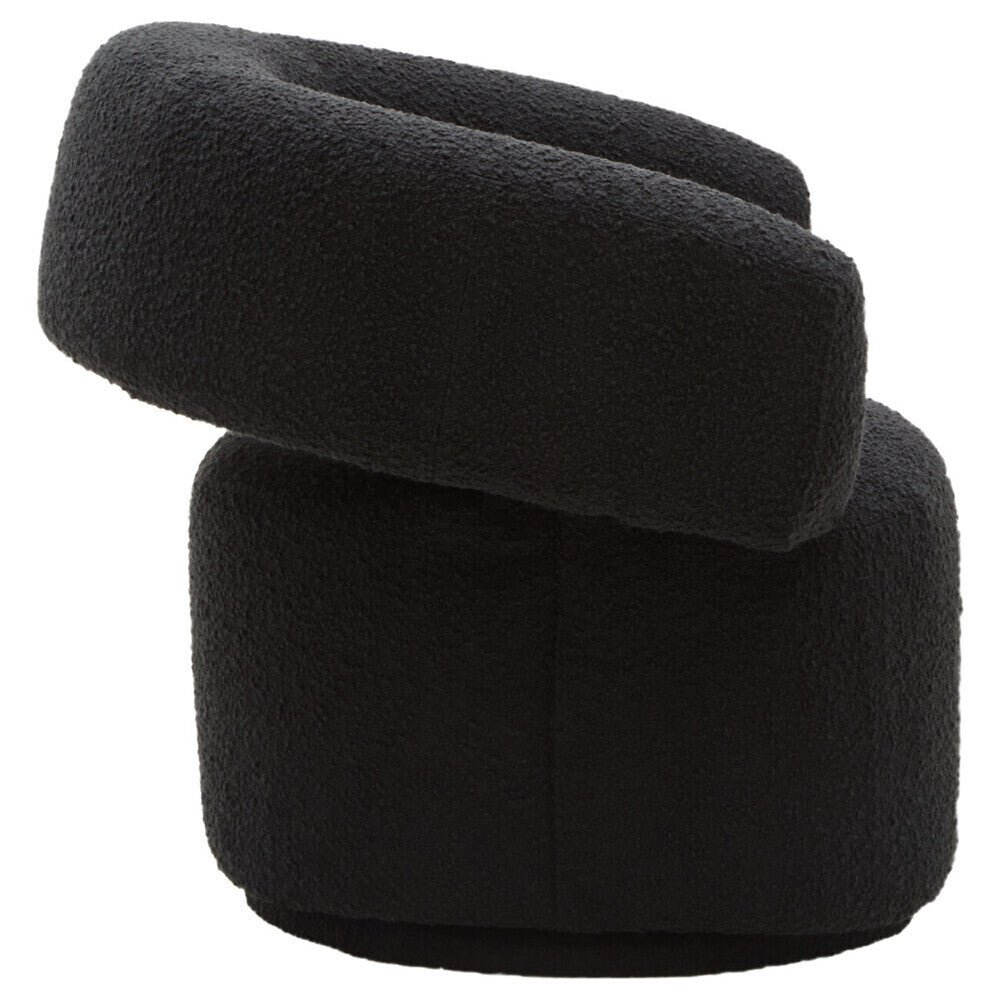 Orsina Oliveto Black Boucle Curved Swivel Armchair | Modern Accent Chair