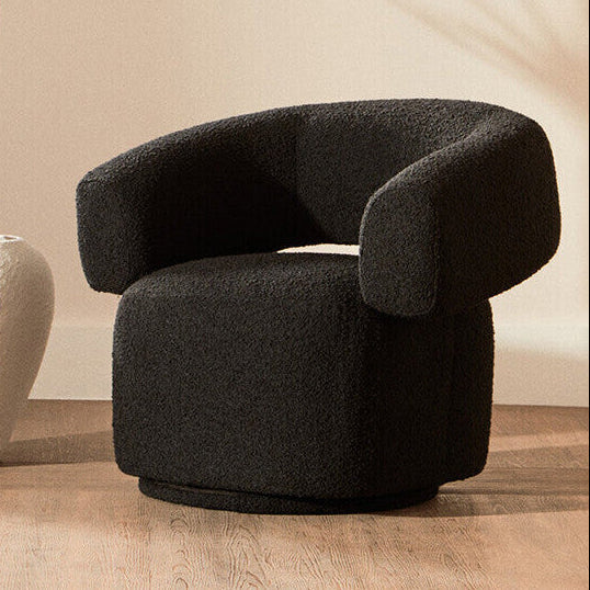 Orsina Oliveto Black Boucle Curved Swivel Armchair | Modern Accent Chair