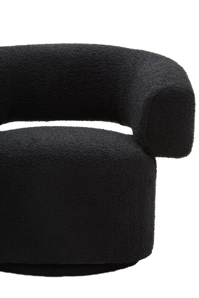 Orsina Oliveto Black Boucle Curved Swivel Armchair | Modern Accent Chair