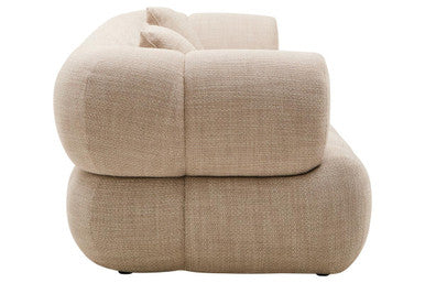 Orsina Ordona 3-Seater Curved Sofa – Cream Linen Quilted Design