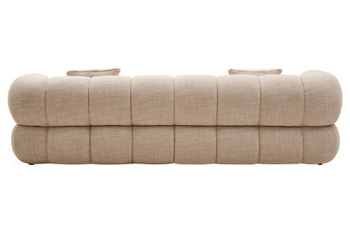 Orsina Ordona 3-Seater Curved Sofa – Cream Linen Quilted Design