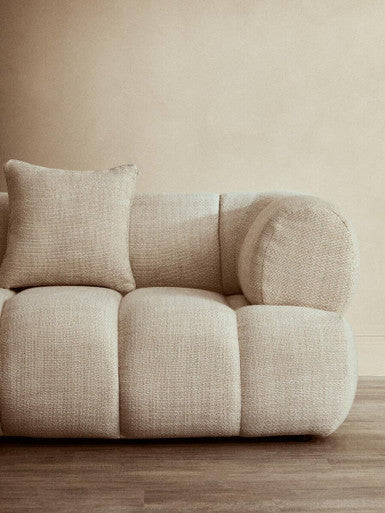 Orsina Ordona 3-Seater Curved Sofa – Cream Linen Quilted Design