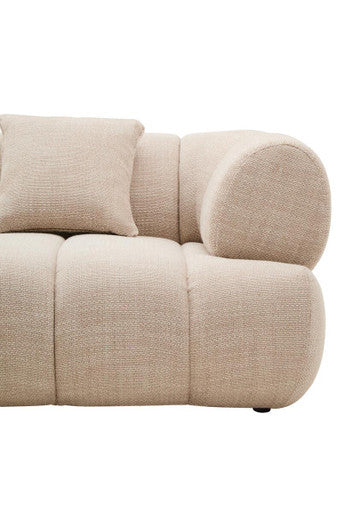 Orsina Ordona 3-Seater Curved Sofa – Cream Linen Quilted Design