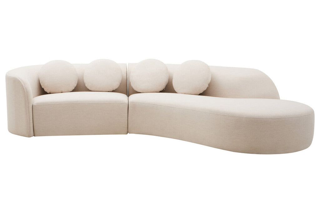 Orsina Ovada 3 Seater Curved Sofa – Cream Linen Upholstered Couch