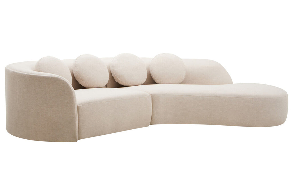 Orsina Ovada 3 Seater Curved Sofa – Cream Linen Upholstered Couch