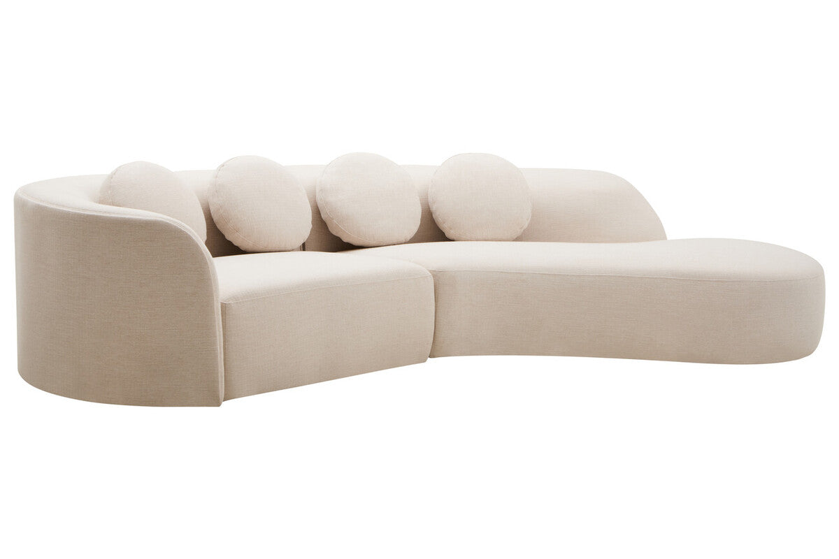 Orsina Ovada 3 Seater Curved Sofa – Cream Linen Upholstered Couch