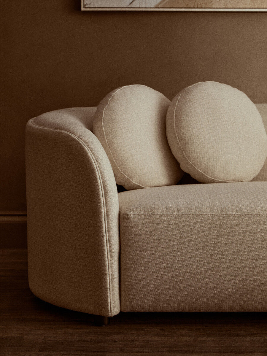 Orsina Ovada 3 Seater Curved Sofa – Cream Linen Upholstered Couch