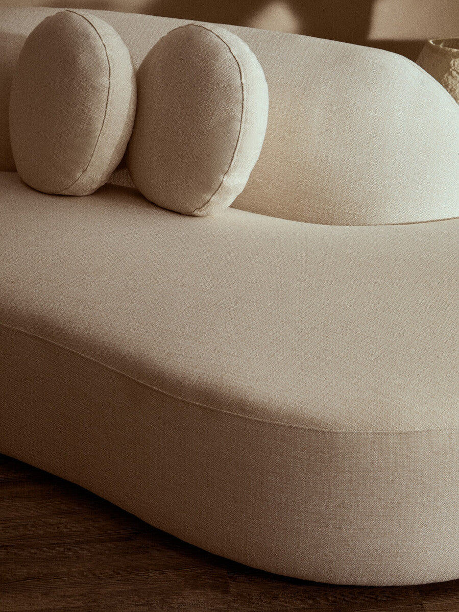 Orsina Ovada 3 Seater Curved Sofa – Cream Linen Upholstered Couch