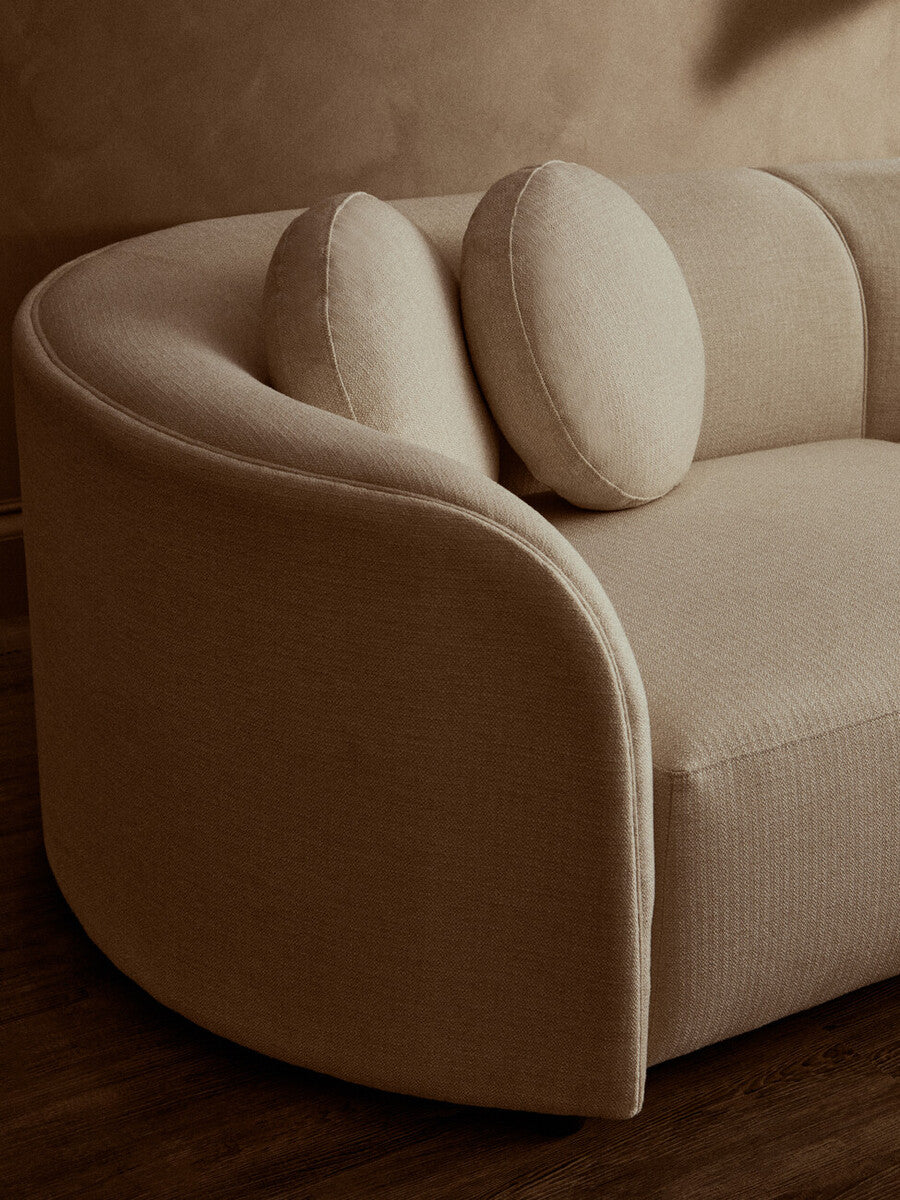 Orsina Ovada 3 Seater Curved Sofa – Cream Linen Upholstered Couch
