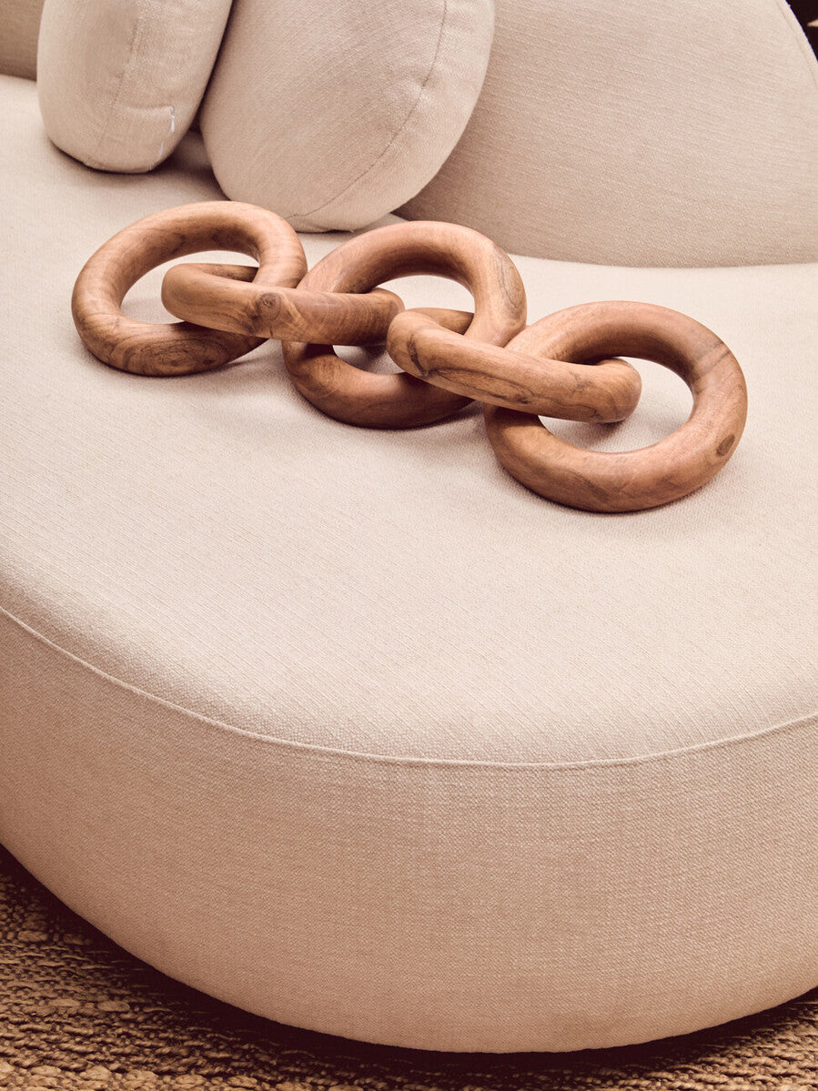 Orsina Ovada 3 Seater Curved Sofa – Cream Linen Upholstered Couch