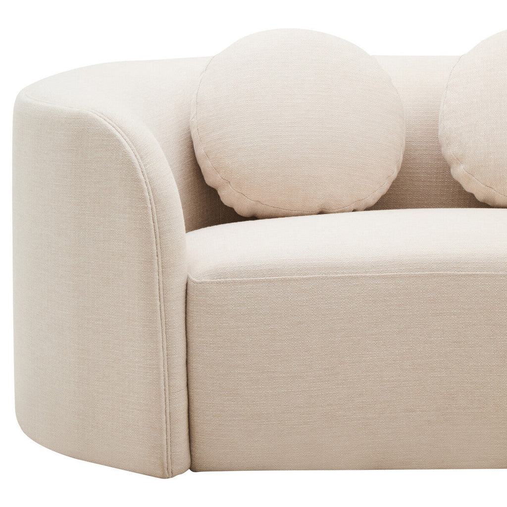 Orsina Ovada 3 Seater Curved Sofa – Cream Linen Upholstered Couch