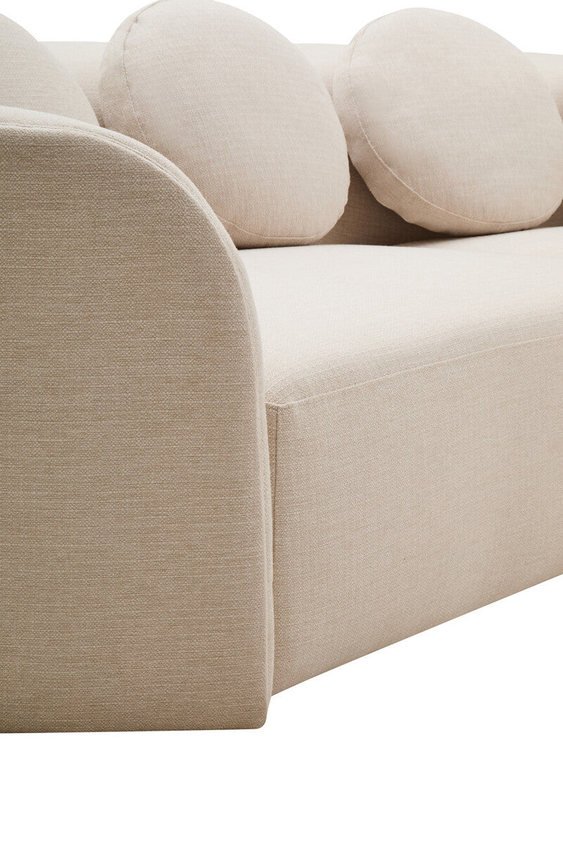 Orsina Ovada 3 Seater Curved Sofa – Cream Linen Upholstered Couch