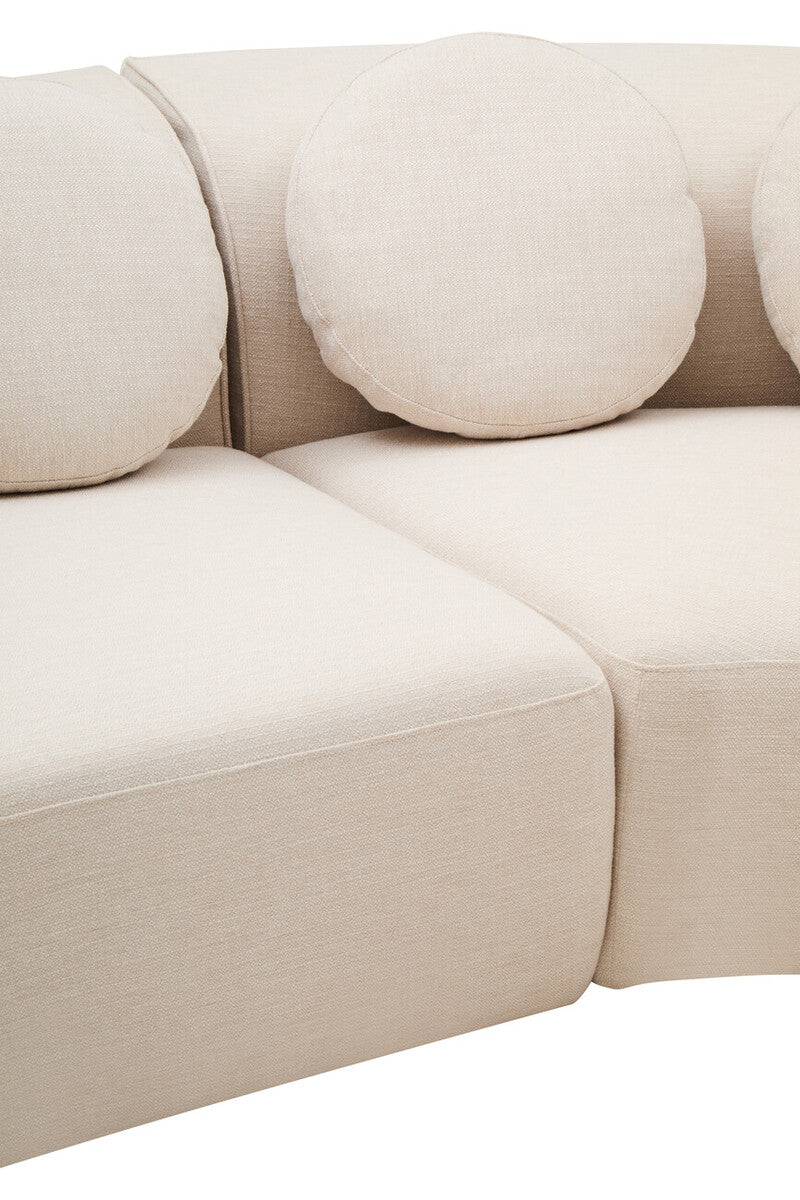 Orsina Ovada 3 Seater Curved Sofa – Cream Linen Upholstered Couch