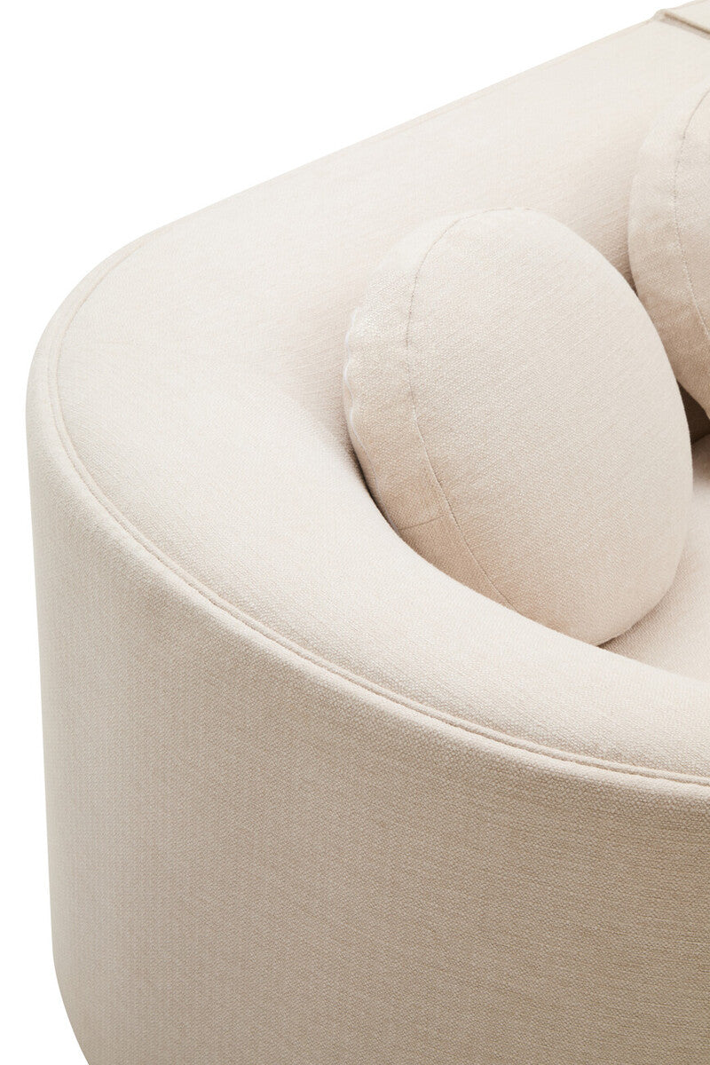 Orsina Ovada 3 Seater Curved Sofa – Cream Linen Upholstered Couch