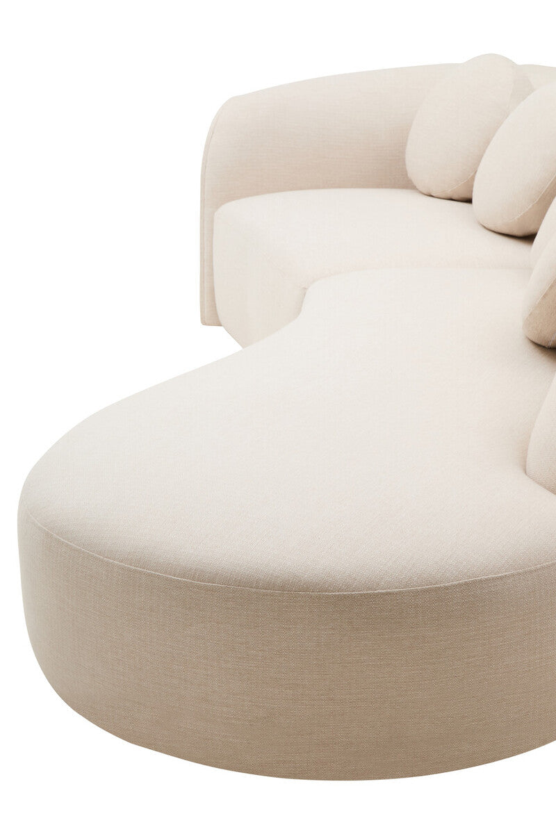 Orsina Ovada 3 Seater Curved Sofa – Cream Linen Upholstered Couch