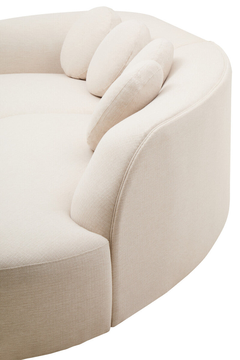 Orsina Ovada 3 Seater Curved Sofa – Cream Linen Upholstered Couch