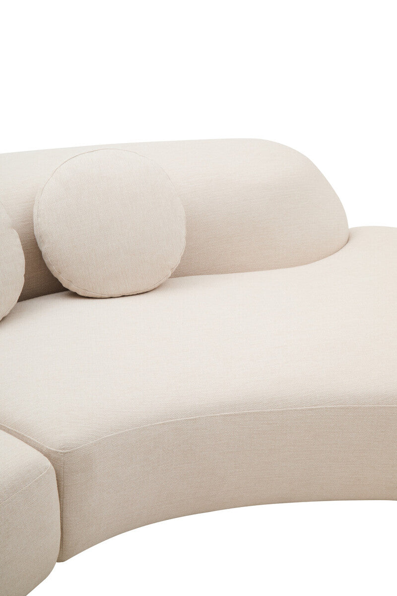 Orsina Ovada 3 Seater Curved Sofa – Cream Linen Upholstered Couch