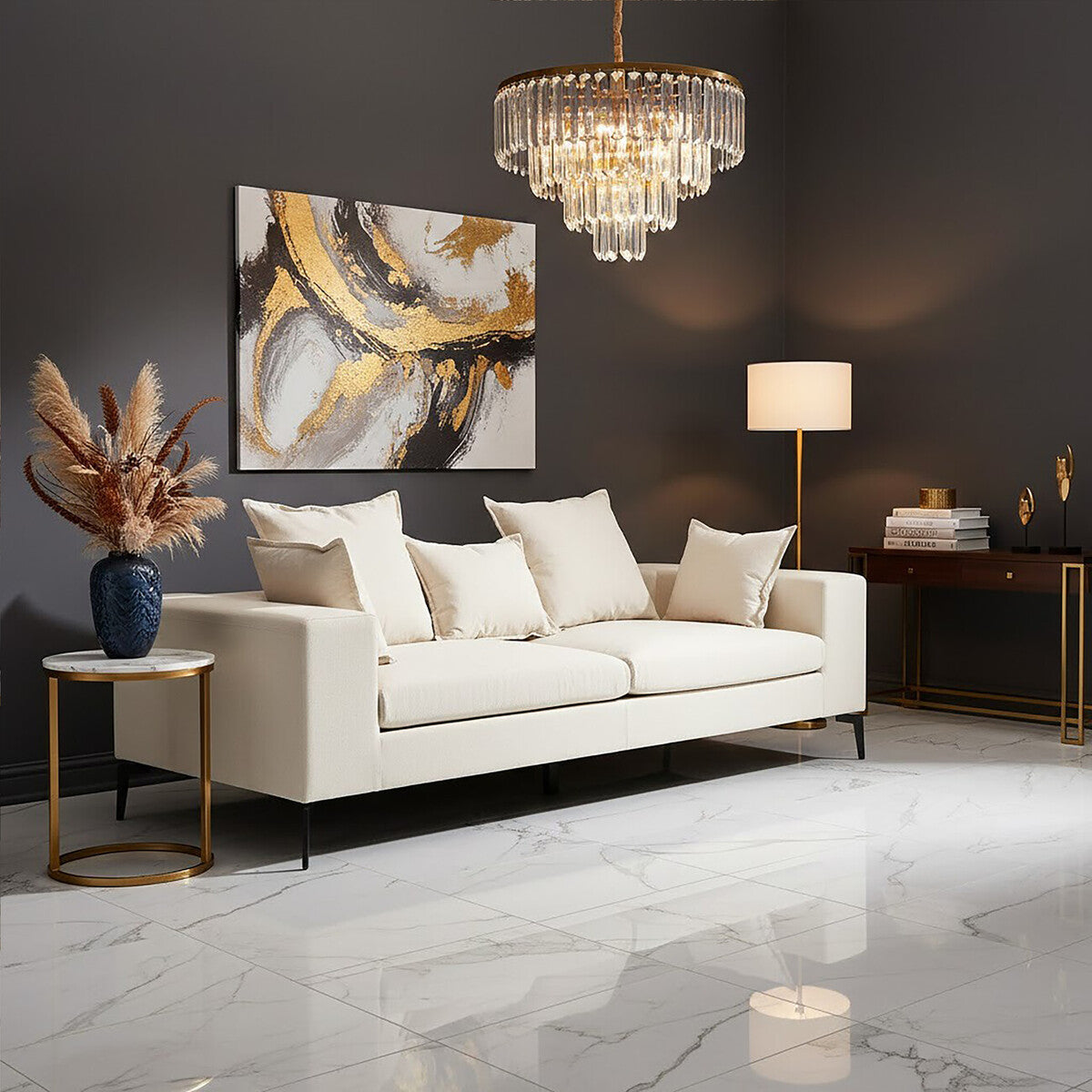 Orsina Avignon 3 Seater Sofa | Cream Textured Fabric Modern Couch