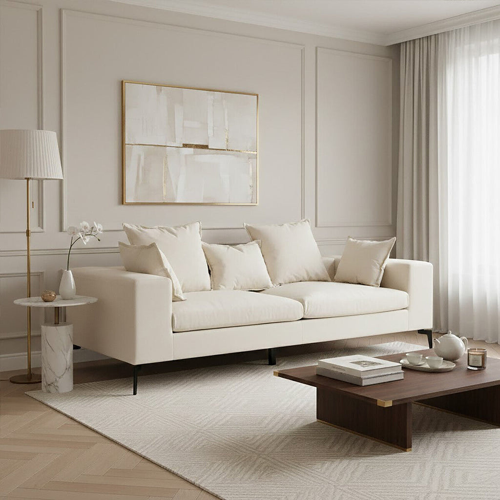 Orsina Avignon 3 Seater Sofa | Cream Textured Fabric Modern Couch
