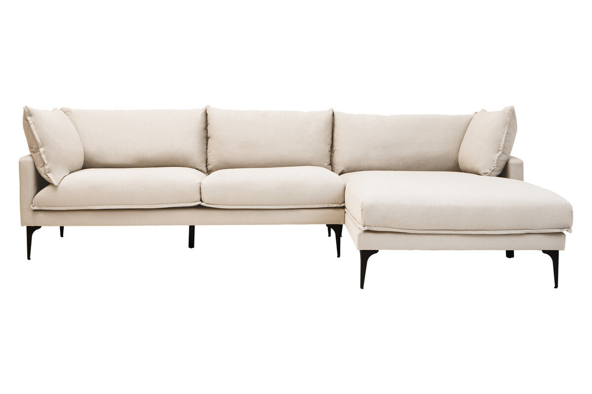 Orsina Comfee 3 Seater Right Chaise Sofa – Cream Minimalist Sectional