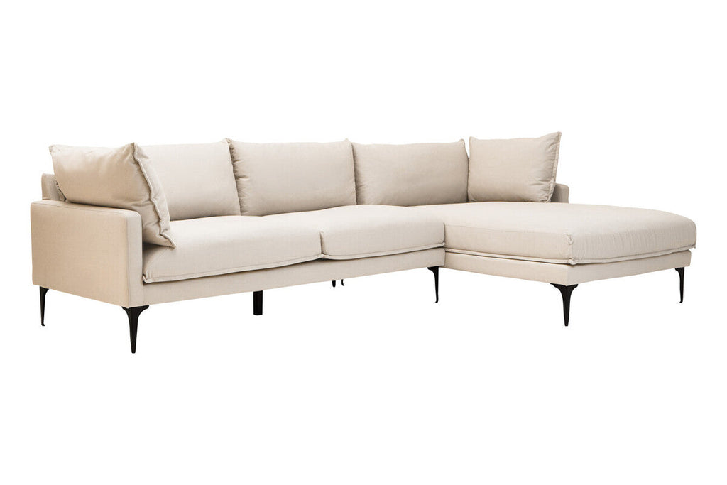 Orsina Comfee 3 Seater Right Chaise Sofa – Cream Minimalist Sectional