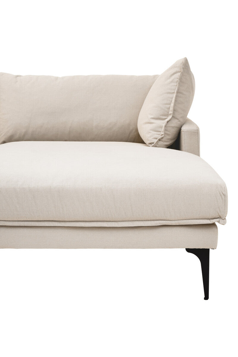 Orsina Comfee 3 Seater Right Chaise Sofa – Cream Minimalist Sectional