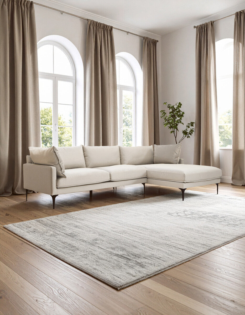 Orsina Comfee 3 Seater Right Chaise Sofa – Cream Minimalist Sectional