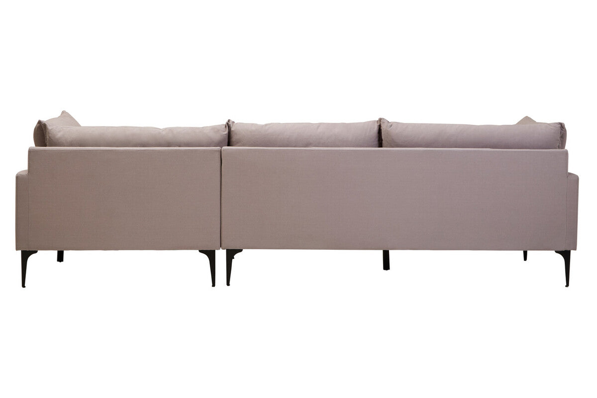 Orsina Troyes 3 Seater Grey Right Chaise Sofa | Modern Metal Legs
