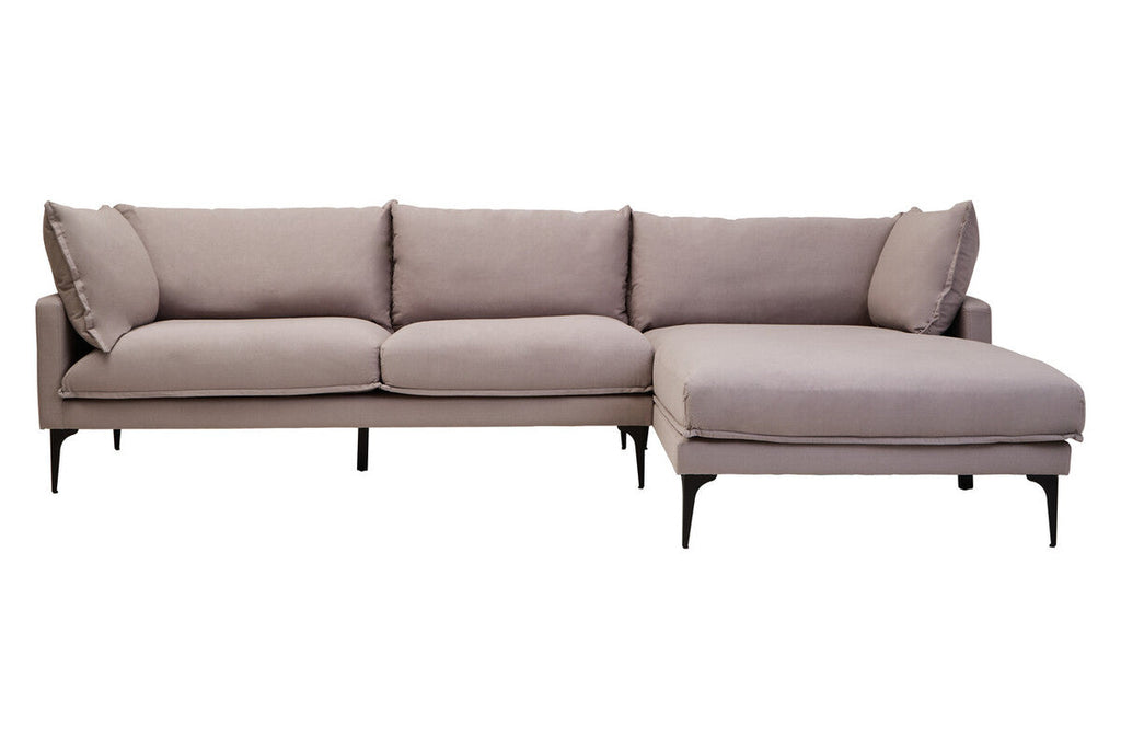 Orsina Troyes 3 Seater Grey Right Chaise Sofa | Modern Metal Legs