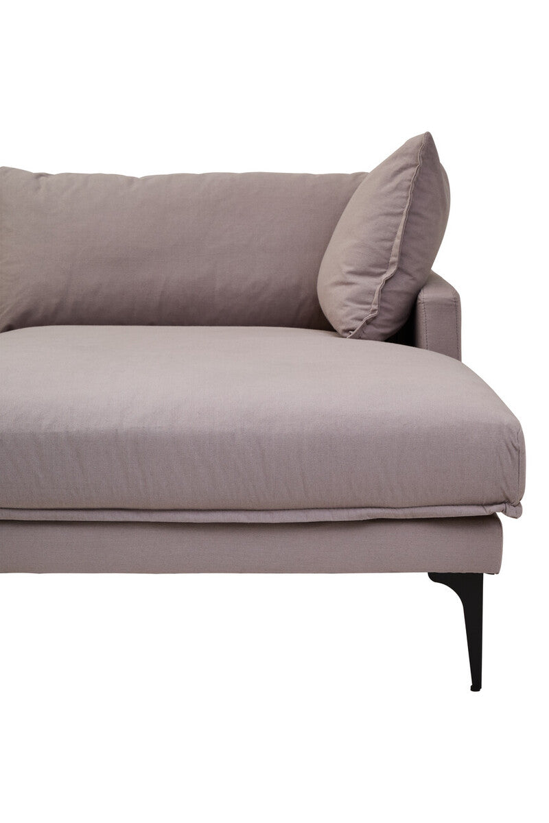 Orsina Troyes 3 Seater Grey Right Chaise Sofa | Modern Metal Legs