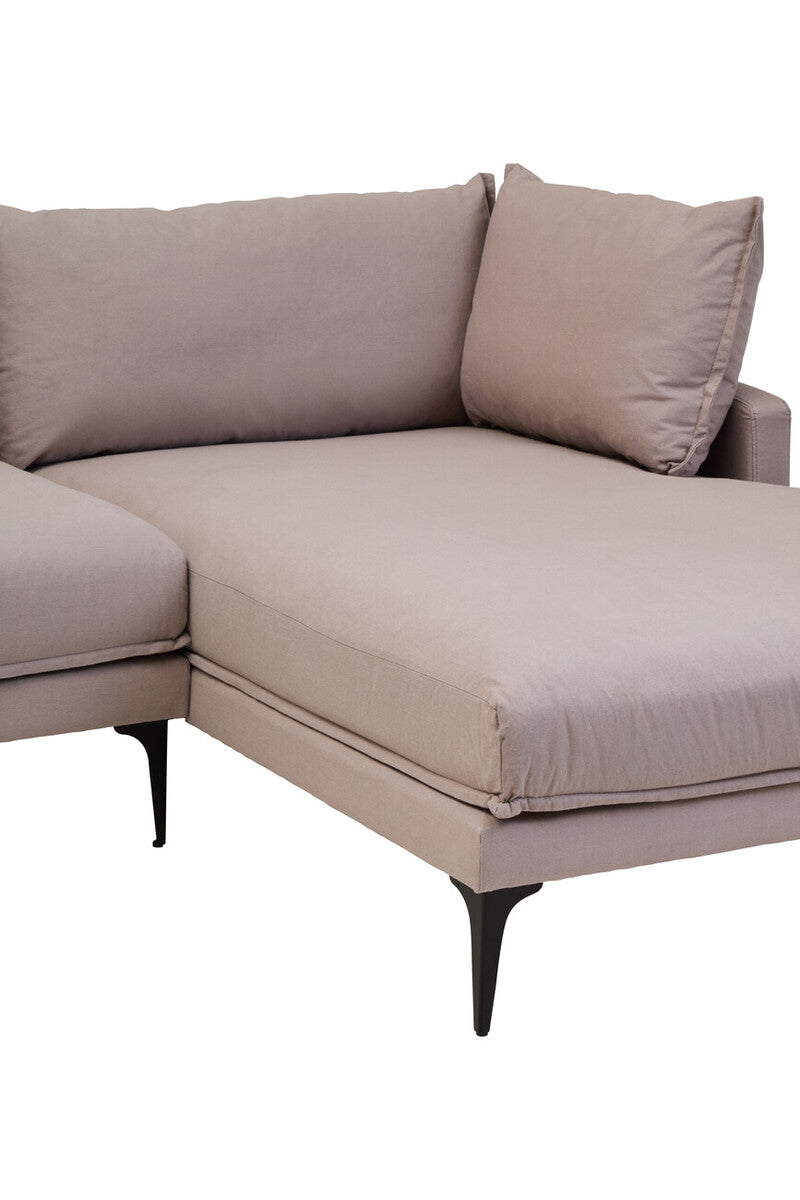 Orsina Troyes 3 Seater Grey Right Chaise Sofa | Modern Metal Legs