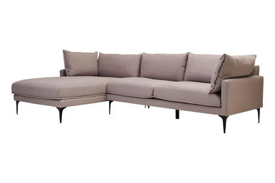 Orsina Troyes 3 Seater Left Chaise Sofa - Grey Minimalist Fabric