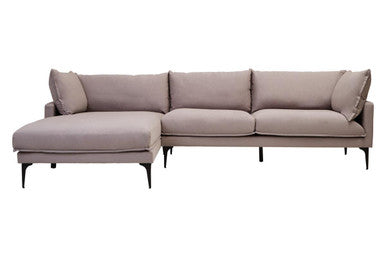 Orsina Troyes 3 Seater Left Chaise Sofa - Grey Minimalist Fabric