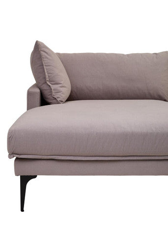 Orsina Troyes 3 Seater Left Chaise Sofa - Grey Minimalist Fabric