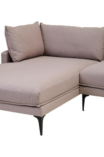 Orsina Troyes 3 Seater Left Chaise Sofa - Grey Minimalist Fabric