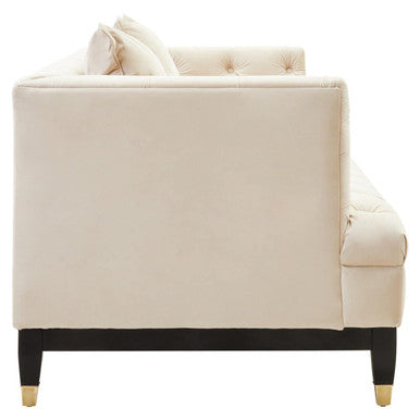 Orsina Sefira 2-Seater Ivory Fabric Sofa – Tufted Modern Loveseat