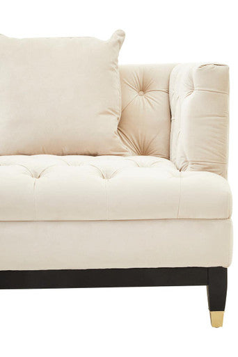Orsina Sefira 2-Seater Ivory Fabric Sofa – Tufted Modern Loveseat