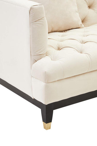 Orsina Sefira 2-Seater Ivory Fabric Sofa – Tufted Modern Loveseat