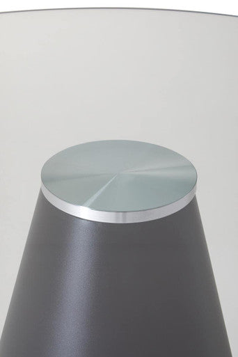 Orsina Azalea Round Glass Dining Table – Black Metal Conical Base