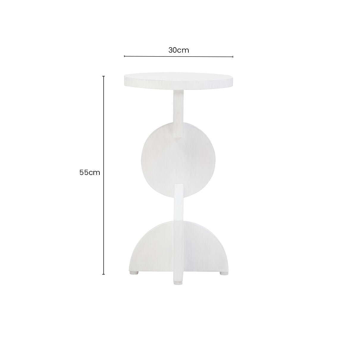 Orsina Mango Wood Abstract Side Table – White Sculpted Geometric Base