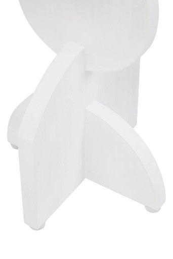 Orsina Mango Wood Abstract Side Table – White Sculpted Geometric Base