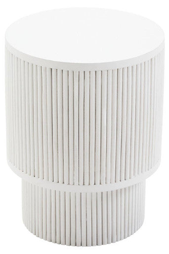 Orsina Whitewashed Mango Wood Side Table – Ridged Column Base
