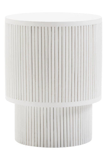 Orsina Whitewashed Mango Wood Side Table – Ridged Column Base