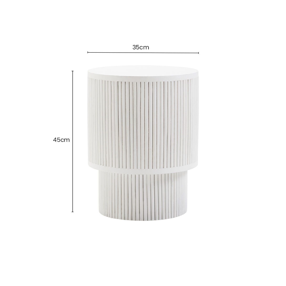 Orsina Whitewashed Mango Wood Side Table – Ridged Column Base